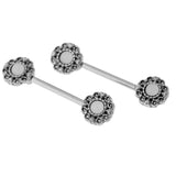 Maxbell 1Pair Antique Silver Stainless Steel Nipple Barbell Body Piercing Jewelry