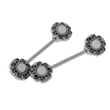 Maxbell 1Pair Antique Silver Stainless Steel Nipple Barbell Body Piercing Jewelry