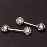 Maxbell 1Pair Antique Silver Stainless Steel Nipple Barbell Body Piercing Jewelry