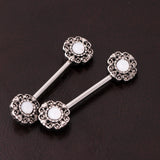 Maxbell 1Pair Antique Silver Stainless Steel Nipple Barbell Body Piercing Jewelry