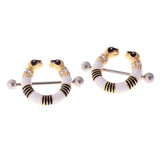 Maxbell 1 Pair Amazing Stainless Steel Snake Nipple Shield Bar Ring Body Piercing