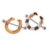 Maxbell 1 Pair Amazing Stainless Steel Snake Nipple Shield Bar Ring Body Piercing