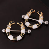 Maxbell 1 Pair Amazing Stainless Steel Snake Nipple Shield Bar Ring Body Piercing