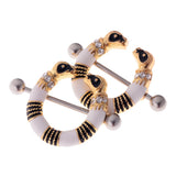 Maxbell 1 Pair Amazing Stainless Steel Snake Nipple Shield Bar Ring Body Piercing