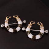Maxbell 1 Pair Amazing Stainless Steel Snake Nipple Shield Bar Ring Body Piercing