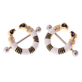 Maxbell 1 Pair Amazing Stainless Steel Snake Nipple Shield Bar Ring Body Piercing