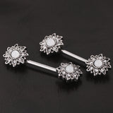 Maxbell Vintage Tribal Shield Nipple Bar Barbells Stainless Steel Body Jewelry White