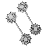 Maxbell Vintage Tribal Shield Nipple Bar Barbells Stainless Steel Body Jewelry White