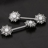 Maxbell Vintage Tribal Shield Nipple Bar Barbells Stainless Steel Body Jewelry White