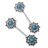 Maxbell Vintage Tribal Shield Nipple Bar Barbells Stainless Steel Body Jewelry Blue