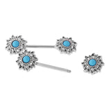 Maxbell Vintage Tribal Shield Nipple Bar Barbells Stainless Steel Body Jewelry Blue