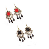 Maxbell Women Vintage Court Style Charm Flower Tassel Beads Dangle Earrings Red