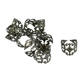 Maxbell 10pcs Adjustable Brass Blank Stamped Filigree Flower Ring hematite Jet Black