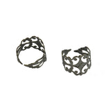 Maxbell 10pcs Adjustable Brass Blank Stamped Filigree Flower Ring hematite Jet Black