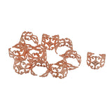 Maxbell 10pcs Adjustable Brass Blank Stamped Filigree Flower Ring Making Rose Gold