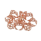 Maxbell 10pcs Adjustable Brass Blank Stamped Filigree Flower Ring Making Rose Gold