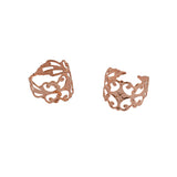 Maxbell 10pcs Adjustable Brass Blank Stamped Filigree Flower Ring Making Rose Gold