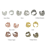 Maxbell 10pcs Adjustable Brass Blank Stamped Filigree Flower Ring Making Rose Gold