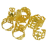 Maxbell 10pcs Adjustable Brass Blank Stamped Filigree Flower Ring DIY Making Gold