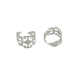 Maxbell 10x Adjustable Brass Blank Stamped Filigree Flower Ring Making Silver White