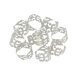 Maxbell 10x Adjustable Brass Blank Stamped Filigree Flower Ring Making Silver White