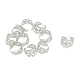 Maxbell 10x Adjustable Brass Blank Stamped Filigree Flower Ring Making Silver White