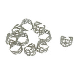 Maxbell 10pcs Adjustable Brass Blank Stamped Filigree Flower Ring DIY Making Silver