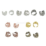 Maxbell 10pcs Adjustable Brass Blank Stamped Filigree Flower Ring DIY Making Silver