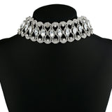 Maxbell Luxury Full Crystal Rhinestone Pendant Choker Collar Necklace Jewelry Silver