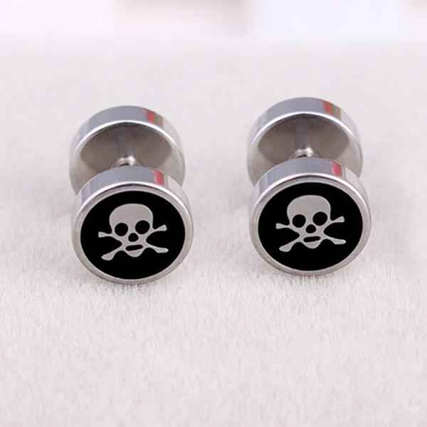 Maxbell Round Barbell 361L Stainless Steel Men's Earring Punk Gothic Ear Studs #1 7