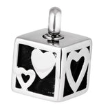 Maxbell Love Heart Pattern Cube Cremation Ashes Holder Urn Memorial Keepsake Pendant