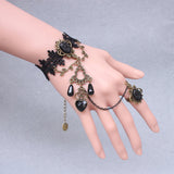 Maxbell Girl Retro Gothic Court Black DIY Lace Wrist Bracelet Chain Ring Accessories