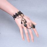 Maxbell Girl Retro Gothic Court Black DIY Lace Wrist Bracelet Chain Ring Accessories