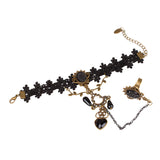 Maxbell Girl Retro Gothic Court Black DIY Lace Wrist Bracelet Chain Ring Accessories