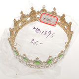 Maxbell King Queen Bridal Crown Rhinestone Tiaras Gold Plated Hair Jewelry  Green