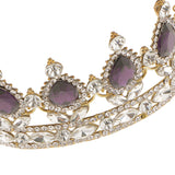 Maxbell King Queen Bridal Crown Rhinestone Tiaras Gold Plated Hair Jewelry  Purple