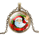 Maxbell Retro Santa Claus Xmas Cabochon Glass Chain Pendant Necklace Anti bronze #4