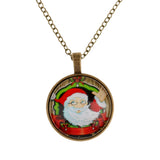Maxbell Retro Santa Claus Xmas Cabochon Glass Chain Pendant Necklace Anti bronze #4