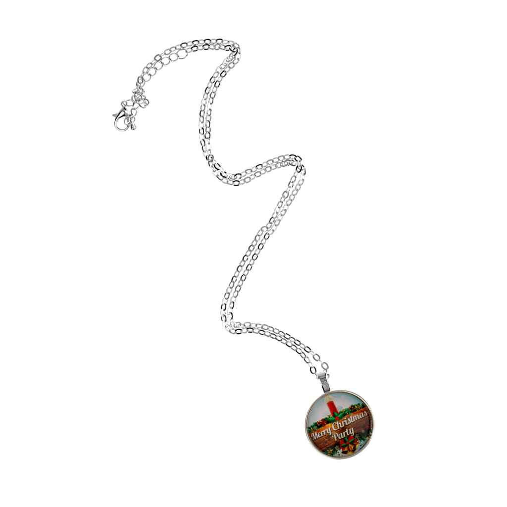 Maxbell Retro Santa Claus Xmas Cabochon Glass Chain Pendant Necklace Silver #3