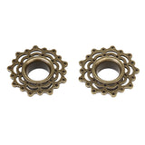 Maxbell Antique Brass Flower Ear Flesh Tunnel Ear Gauges Plugs Body Piercings 16mm