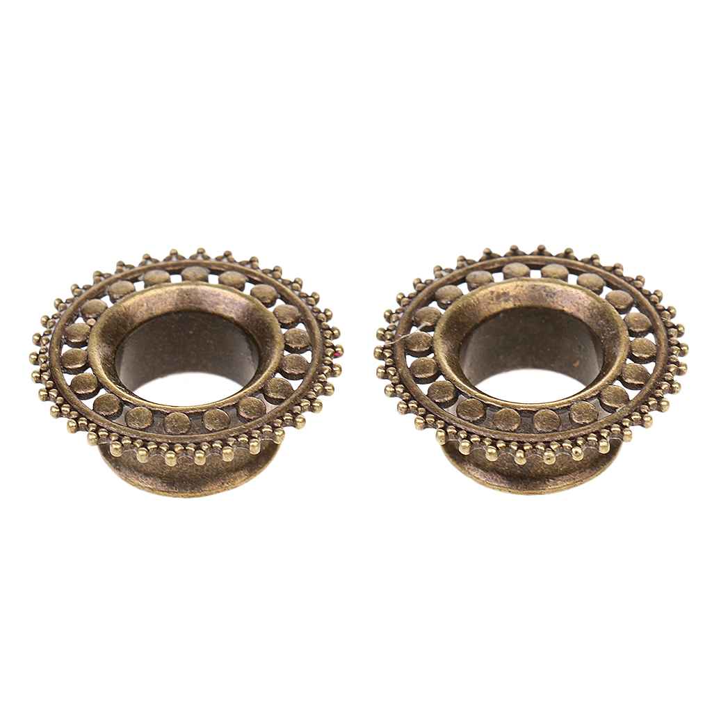 Maxbell Copper Ear Plug Gauges Flesh Tunnel Hollow Flower Ear Stretchers 18mm Bronze