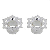 Maxbell Pair Antiqued Lotus Flower Silver BRASS Flesh Tunnels Ear Plugs Gauges 12mm