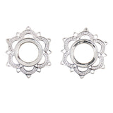 Maxbell Pair Antiqued Lotus Flower Silver BRASS Flesh Tunnels Ear Plugs Gauges 12mm