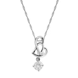 Maxbell Fashion Women Crystal Rhinestone Double Love Heart Chain Jewelry White