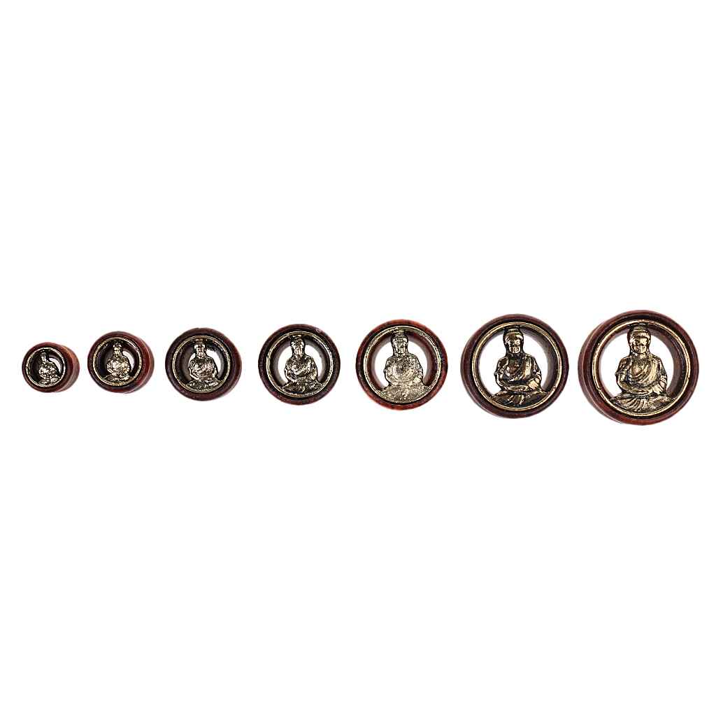 Maxbell Rustic Buddha Wood 8-20mm Ear Plug Tunnel Stretcher Piercing Decoration 14mm