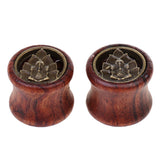 Maxbell Pair Ear Plugs Tunnels Buddha Elephant Wood Ear Expanders Piercings 16mm