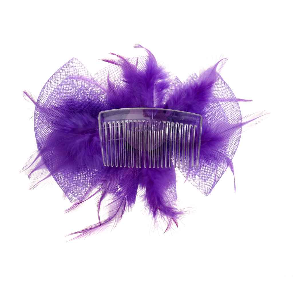 Maxbell Phenovo Bridal Headwear Feather Fascinator Flower Headpiece Hair Clip Purple