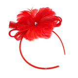 Maxbell Womens Fascinator Hat Headband Feather Cocktail Wedding Party Headpiece Red