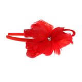 Maxbell Womens Fascinator Hat Headband Feather Cocktail Wedding Party Headpiece Red