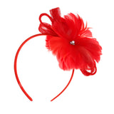 Maxbell Womens Fascinator Hat Headband Feather Cocktail Wedding Party Headpiece Red